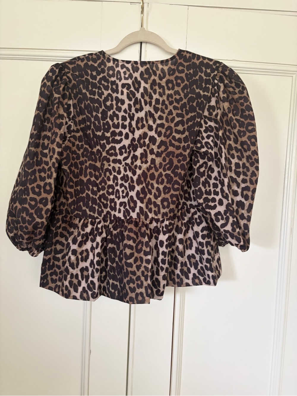 Leopard Print Peplum Blouse - Brown/Black - Picture 2 of 5